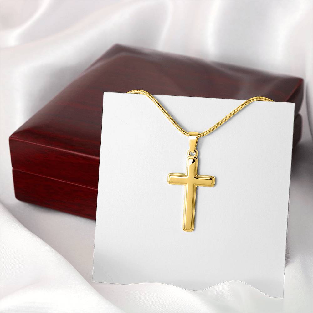 Artisan Cross Necklace with Snake Chain - Handcrafted Religious Jewelry Gift