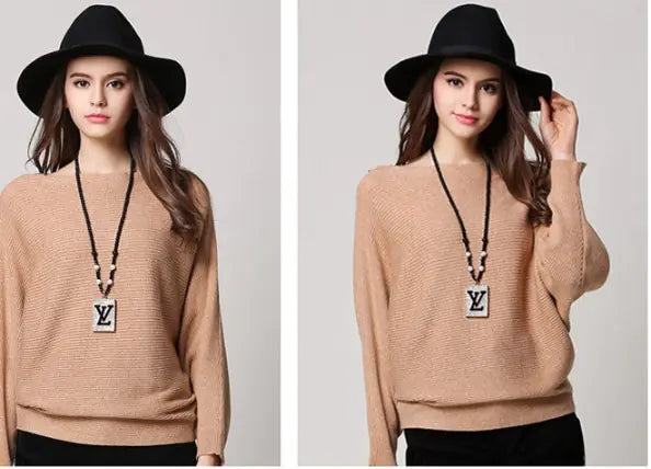 Women's Loose Long-Sleeved Knitted Pullover Sweater