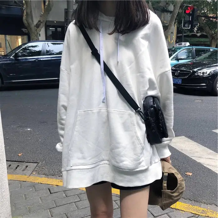Women's Loose Hooded Jacket - Long-Sleeved Sweater