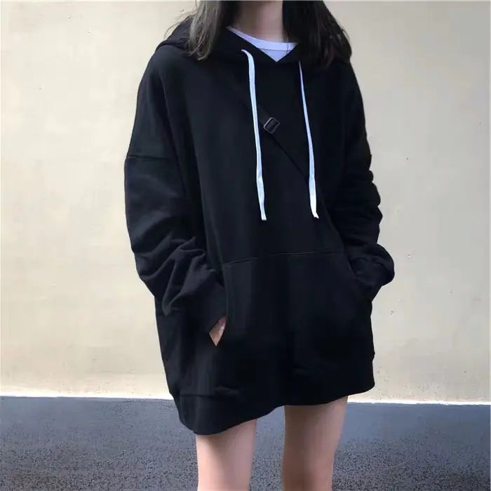 Women's Loose Hooded Jacket - Long-Sleeved Sweater