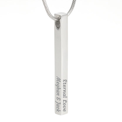 Personalized 4-Sided Bar Necklace - Custom Engraved Vertical Stick Pendant Gift