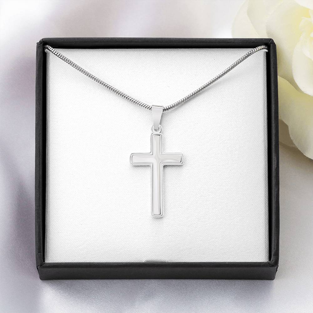 Artisan Cross Necklace with Snake Chain - Handcrafted Religious Jewelry Gift