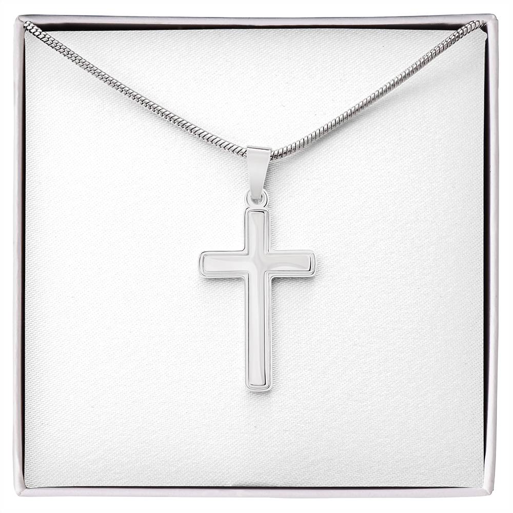 Artisan Cross Necklace with Snake Chain - Handcrafted Religious Jewelry Gift