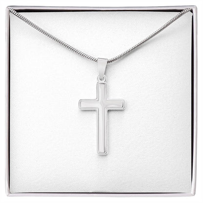 Artisan Cross Necklace with Snake Chain - Handcrafted Religious Jewelry Gift