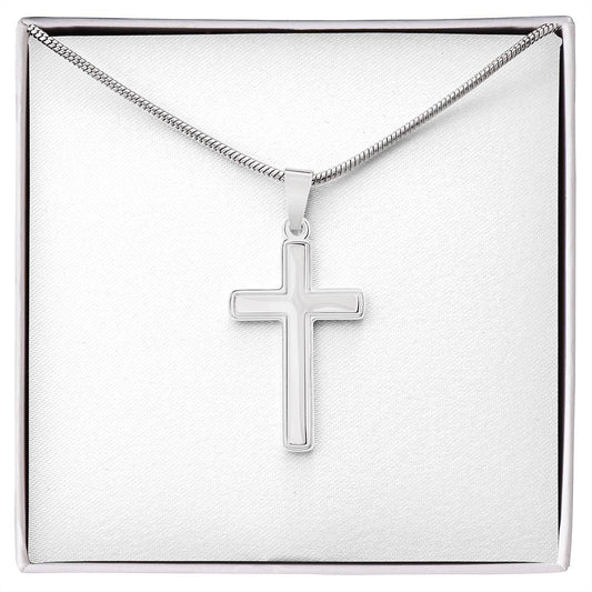Artisan Cross Necklace with Snake Chain - Handcrafted Religious Jewelry Gift