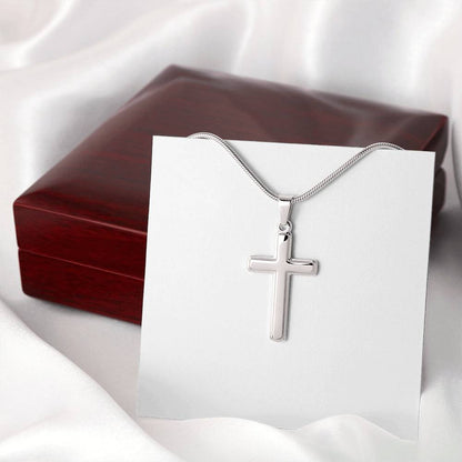 Artisan Cross Necklace with Snake Chain - Handcrafted Religious Jewelry Gift