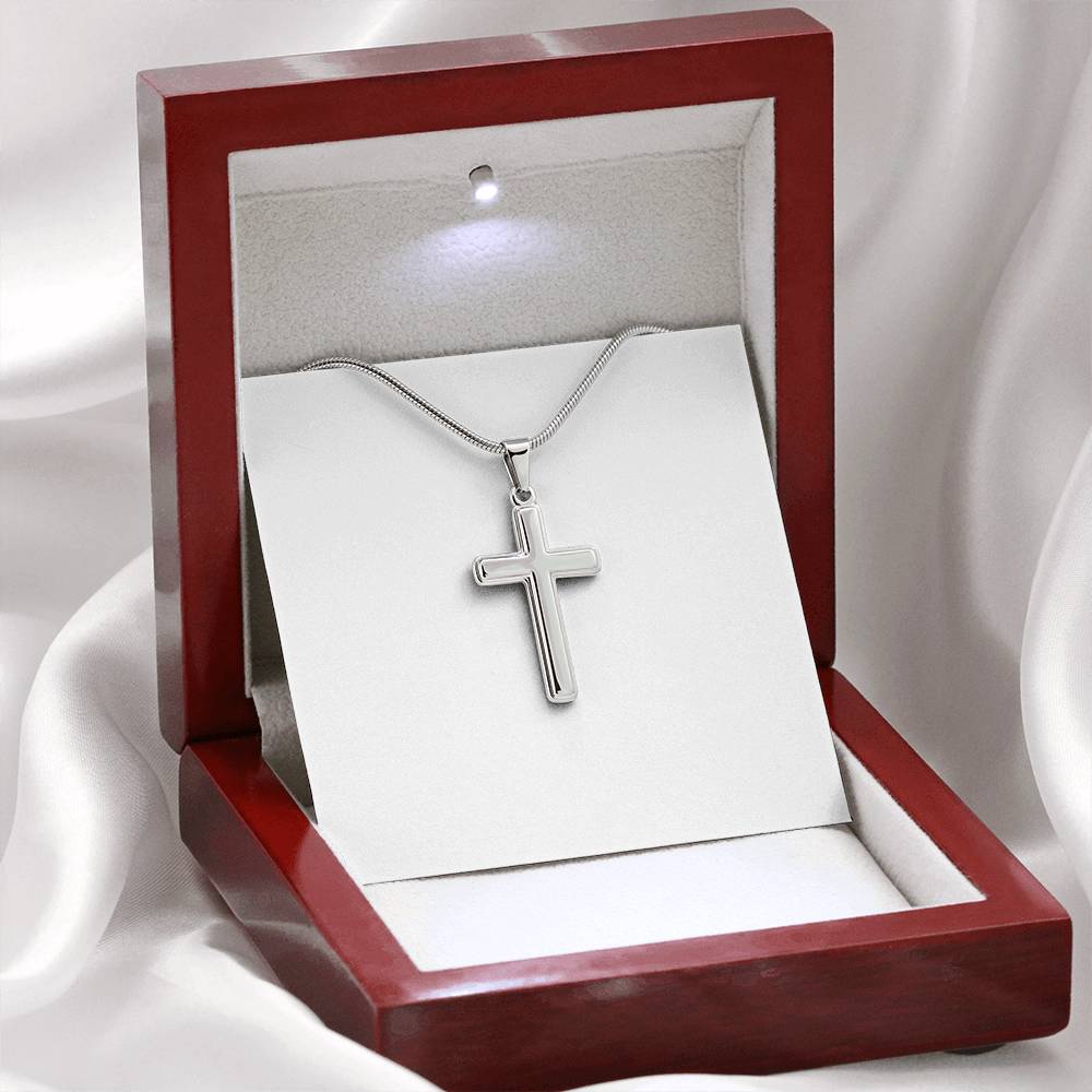 Artisan Cross Necklace with Snake Chain - Handcrafted Religious Jewelry Gift