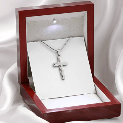 Artisan Cross Necklace with Snake Chain - Handcrafted Religious Jewelry Gift