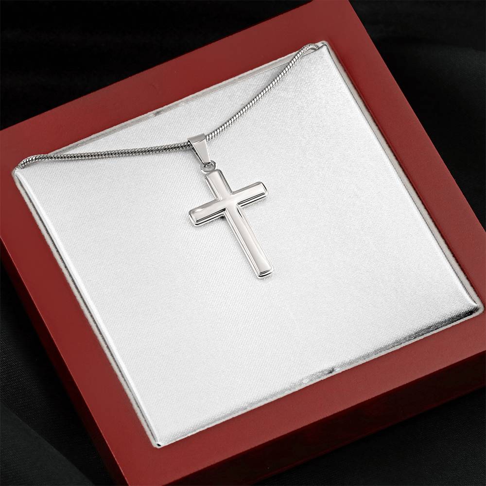 Artisan Cross Necklace with Snake Chain - Handcrafted Religious Jewelry Gift