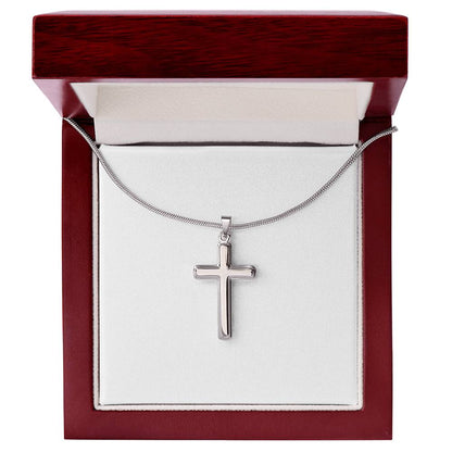 Artisan Cross Necklace with Snake Chain - Handcrafted Religious Jewelry Gift