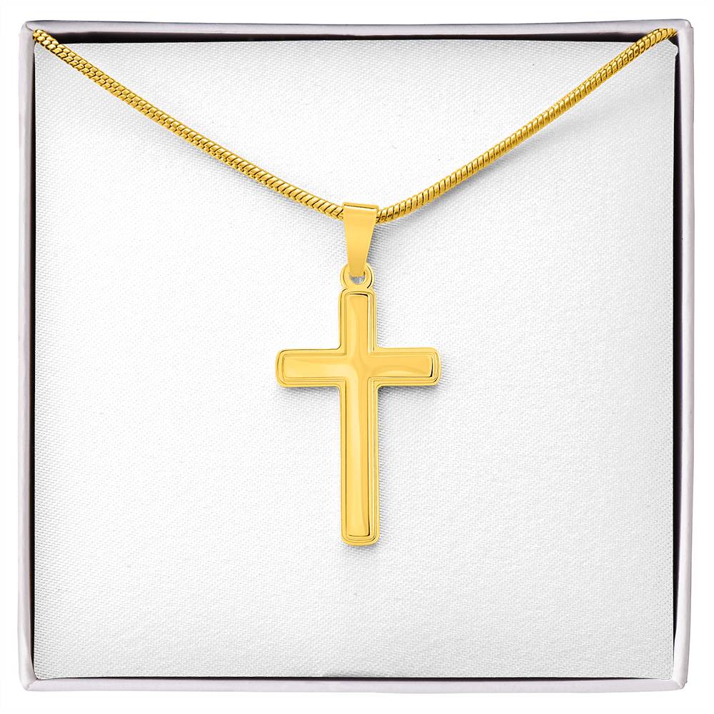 Artisan Cross Necklace with Snake Chain - Handcrafted Religious Jewelry Gift