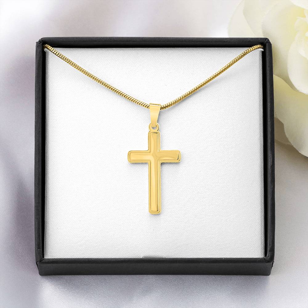 Artisan Cross Necklace with Snake Chain - Handcrafted Religious Jewelry Gift