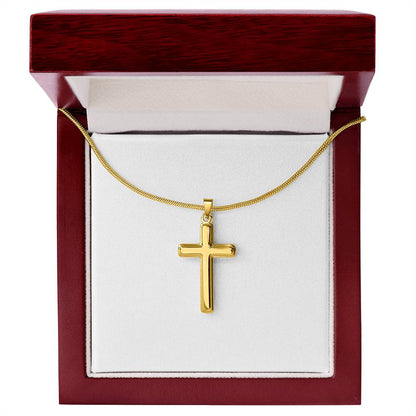 Artisan Cross Necklace with Snake Chain - Handcrafted Religious Jewelry Gift