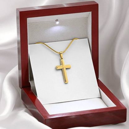 Artisan Cross Necklace with Snake Chain - Handcrafted Religious Jewelry Gift