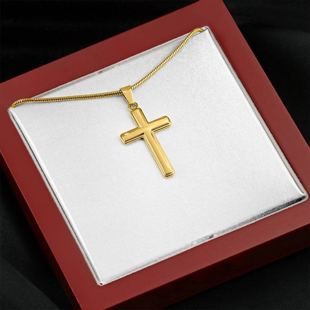 Artisan Cross Necklace with Snake Chain - Handcrafted Religious Jewelry Gift