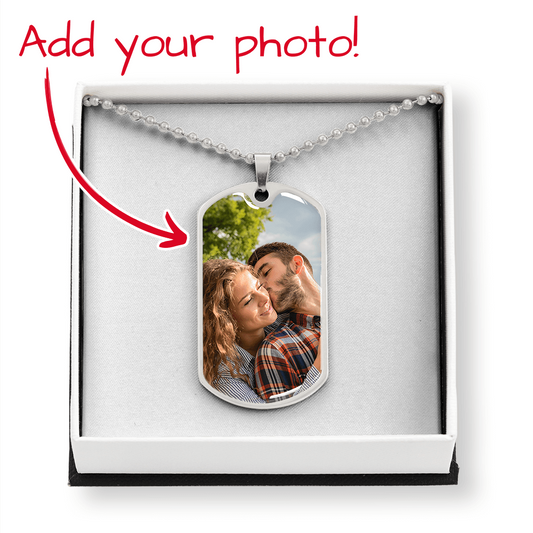 Personalized Dog Tag Photo Necklace - Custom Engraved Jewelry Gift for Your Loved Ones