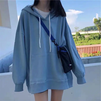 Women's Loose Hooded Jacket - Long-Sleeved Sweater